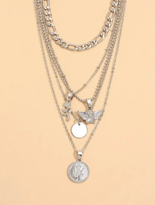 SILVER LAYERED NECKLACE